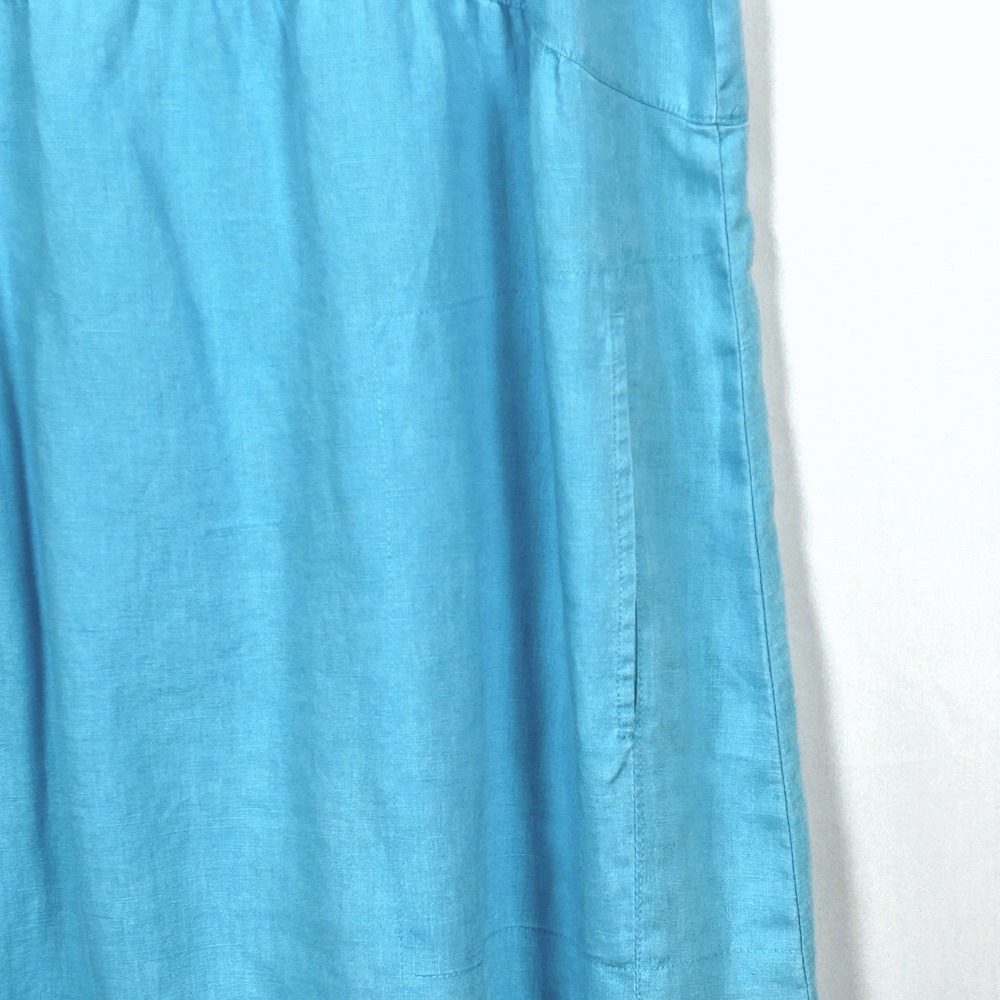 J.Jill‎ Love Linen Dress Womens Large Sleeveless Midi Coastal Wedding Guest Blue - Picture 10 of 10